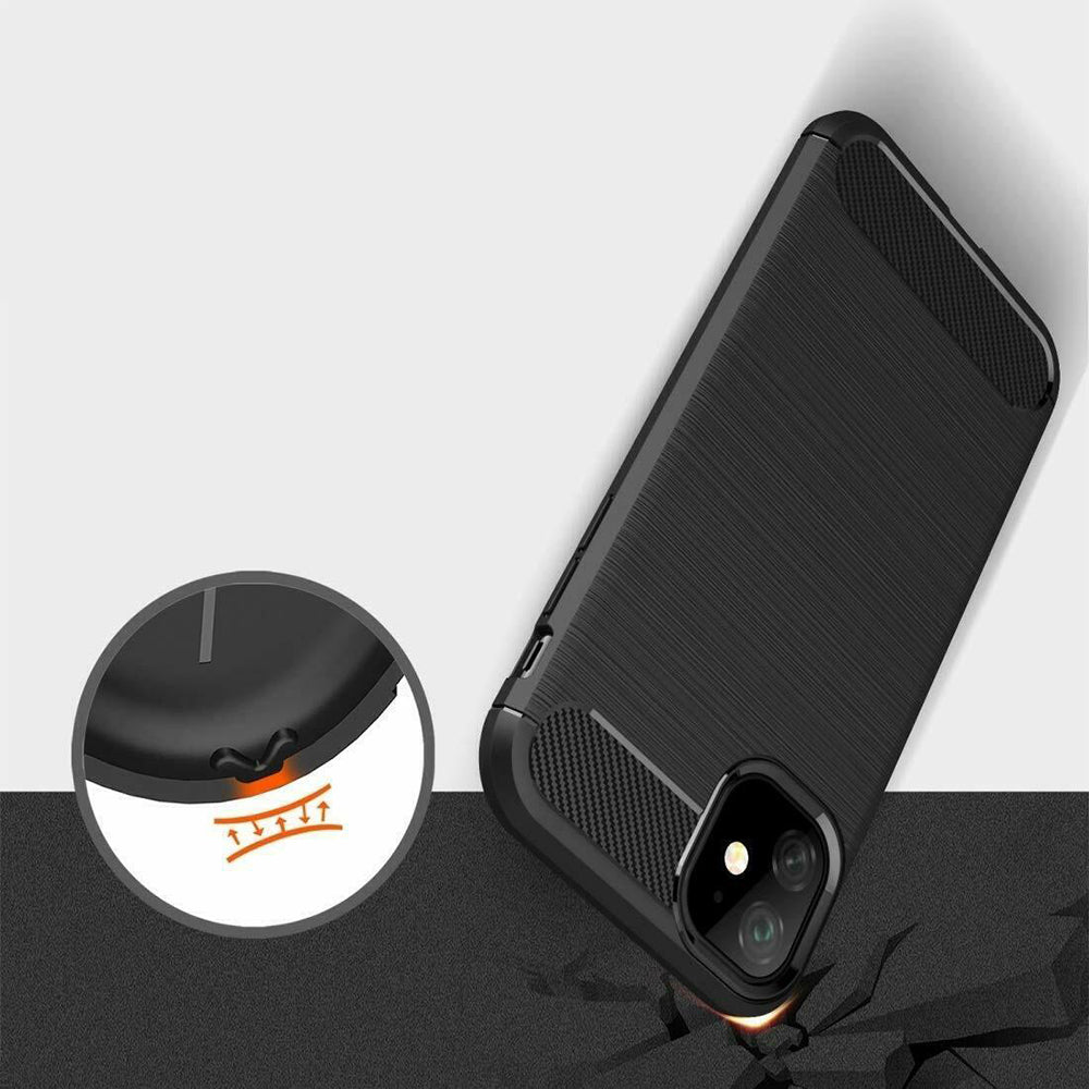 Custodia per Apple iPhone 12 mini, Techsuit, Carbonio, Nera