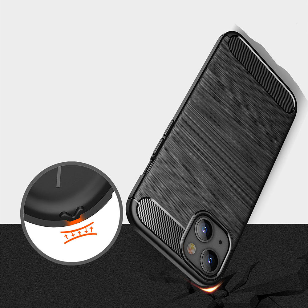 Custodia per Apple iPhone 13 mini, Techsuit, Carbonio, Nera