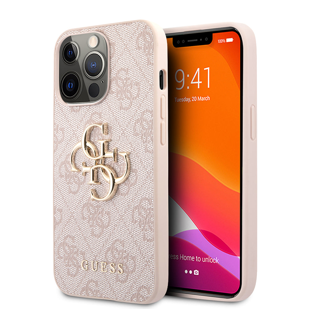 Custodia per Apple iPhone 13 Pro, Guess, 4G Metal Logo, Rosa