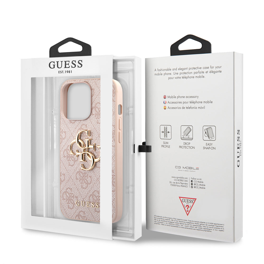Custodia per Apple iPhone 13 Pro, Guess, 4G Metal Logo, Rosa