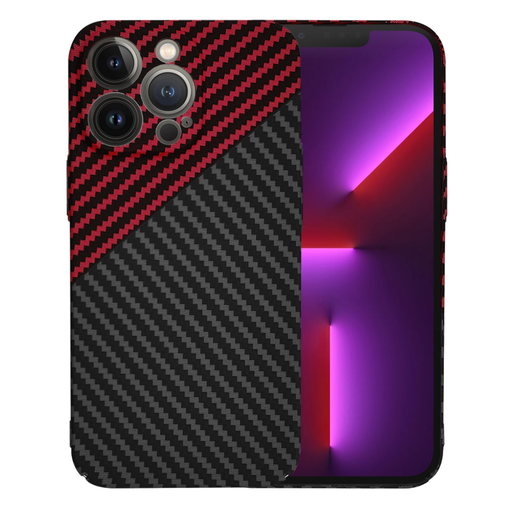 Custodia per Apple iPhone 13 Pro, Techsuit, Carbonite FiberShell, Nero Rosso