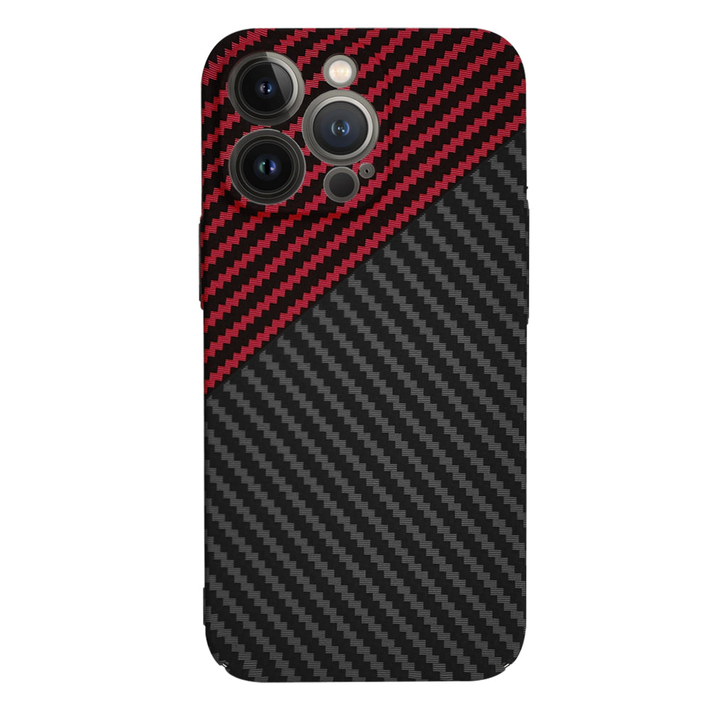Custodia per Apple iPhone 13 Pro, Techsuit, Carbonite FiberShell, Nero Rosso