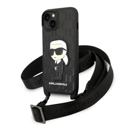 Case for Apple iPhone 14, Karl Lagerfeld, Monogram Ikonik Karl, Black
