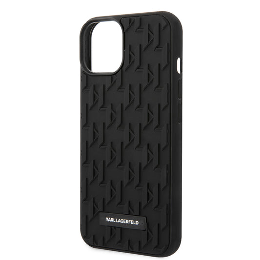 Custodia per Apple iPhone 14 Plus, Karl Lagerfeld, Monogramma 3D, Nera