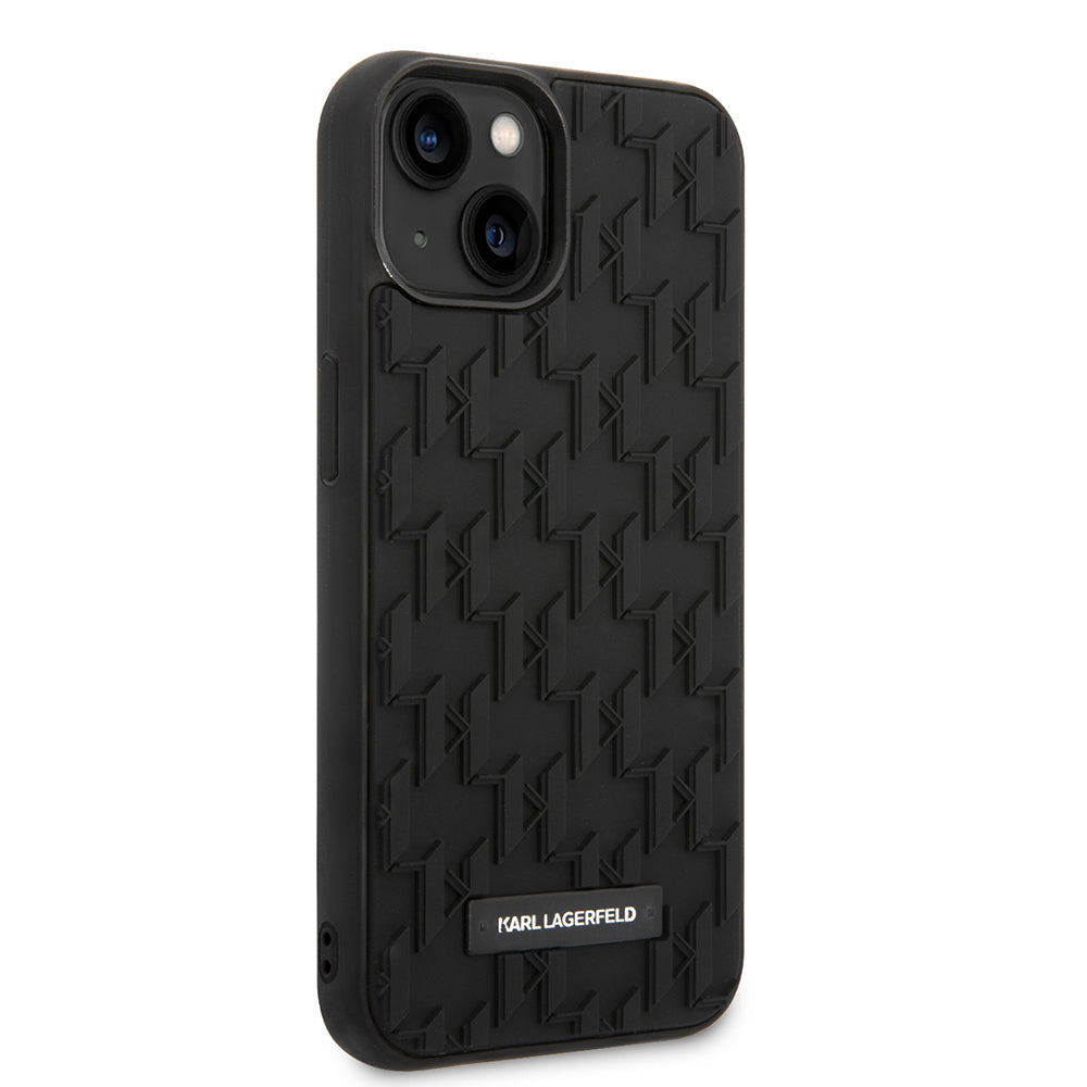 Custodia per Apple iPhone 14 Plus, Karl Lagerfeld, Monogramma 3D, Nera