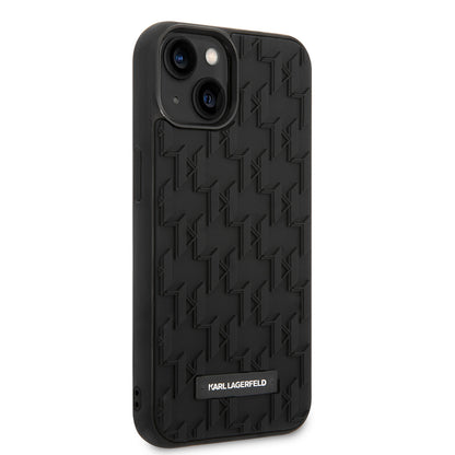 Custodia per Apple iPhone 14 Plus, Karl Lagerfeld, Monogramma 3D, Nera