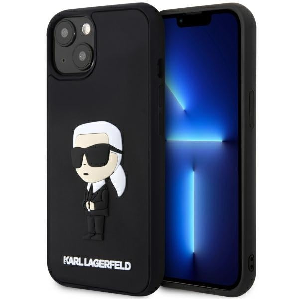 Custodia per Apple iPhone 14 Plus, Karl Lagerfeld, 3D Rubber Ikonik Karl, Nera