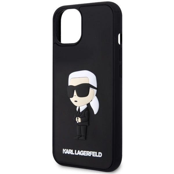 Custodia per Apple iPhone 14 Plus, Karl Lagerfeld, 3D Rubber Ikonik Karl, Nera