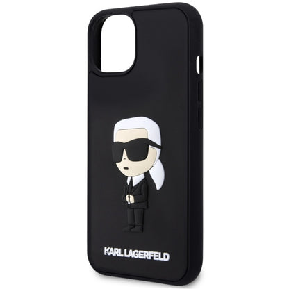 Custodia per Apple iPhone 14 Plus, Karl Lagerfeld, 3D Rubber Ikonik Karl, Nera