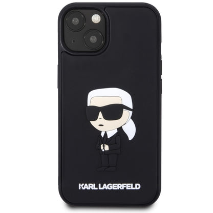 Custodia per Apple iPhone 14 Plus, Karl Lagerfeld, 3D Rubber Ikonik Karl, Nera