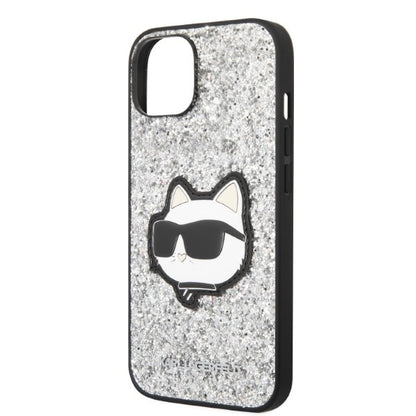 Custodia per Apple iPhone 14 Plus, Karl Lagerfeld, Glitter Choupette Patch, Argento