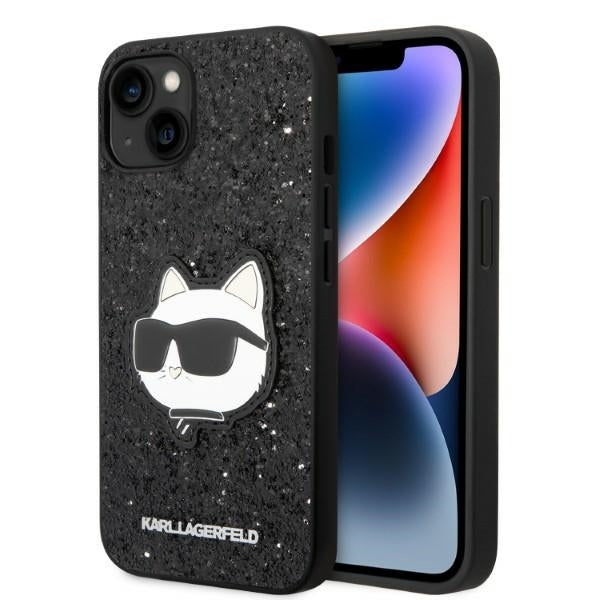 Custodia per Apple iPhone 14 Plus, Karl Lagerfeld, Glitter Choupette Patch, Nera