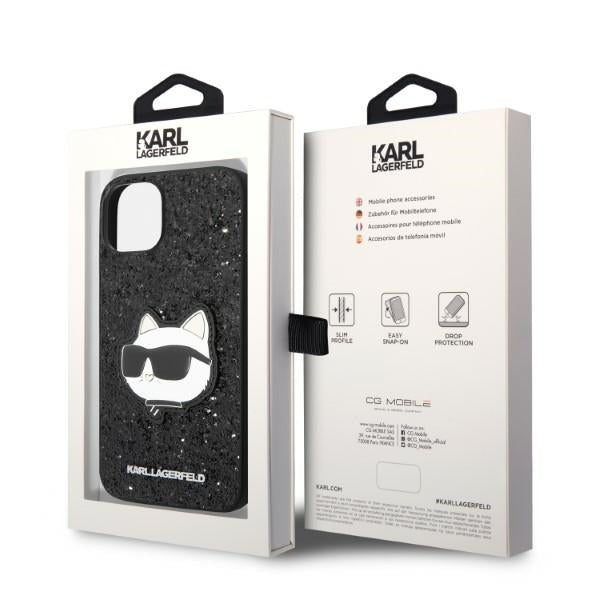 Custodia per Apple iPhone 14 Plus, Karl Lagerfeld, Glitter Choupette Patch, Nera