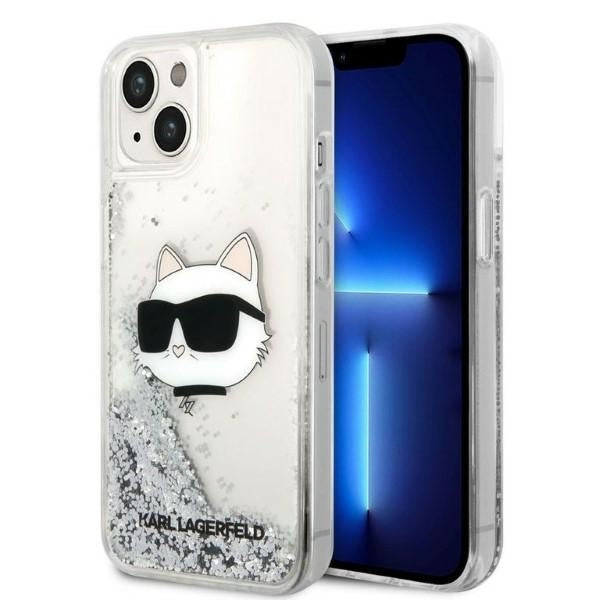 Custodia per Apple iPhone 14 Plus, Karl Lagerfeld, Glitter Choupette's Head, Argento