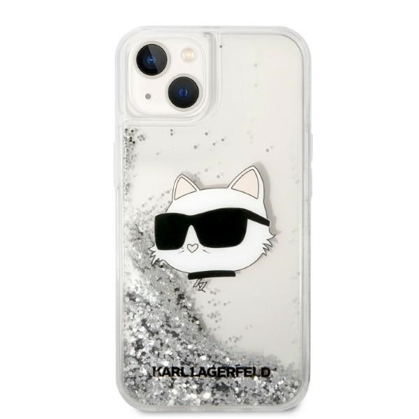 Custodia per Apple iPhone 14 Plus, Karl Lagerfeld, Glitter Choupette's Head, Argento