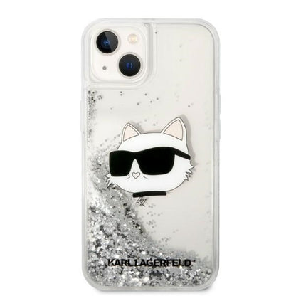 Custodia per Apple iPhone 14 Plus, Karl Lagerfeld, Glitter Choupette's Head, Argento