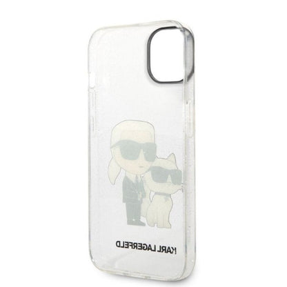 Custodia per Apple iPhone 14 Plus, Karl Lagerfeld, Glitter Karl & Choupette, Trasparente