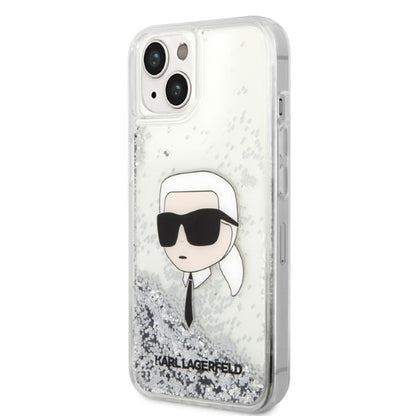 Custodia per Apple iPhone 14 Plus, Karl Lagerfeld, Glitter Karl's Head, Argento