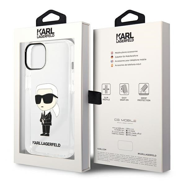 Custodia per Apple iPhone 14 Plus, Karl Lagerfeld, Ikonik Karl, Trasparente