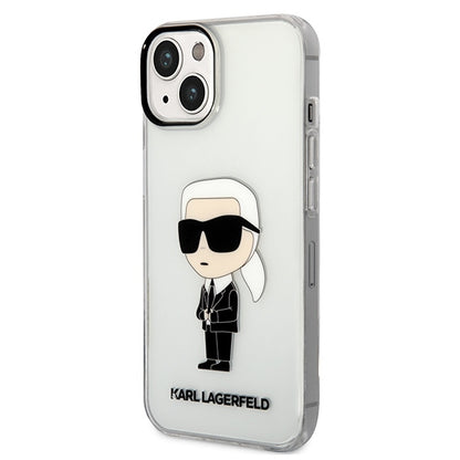 Custodia per Apple iPhone 14 Plus, Karl Lagerfeld, Ikonik Karl, Trasparente