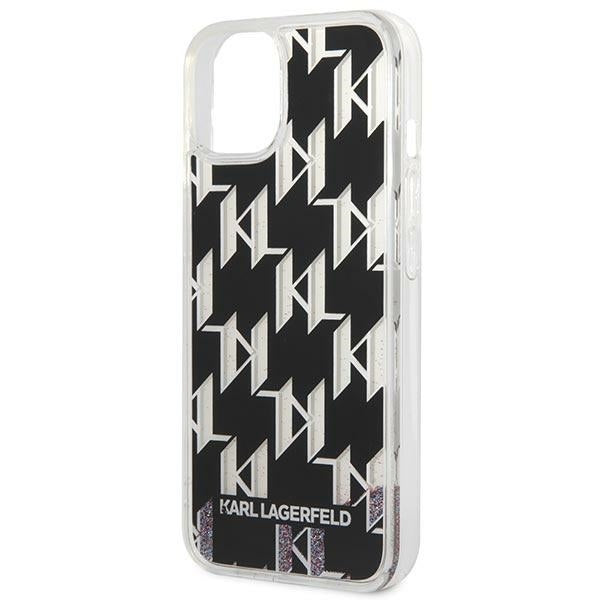 Custodia per Apple iPhone 14 Plus, Karl Lagerfeld, Liquid Glitter Monogram, Nera