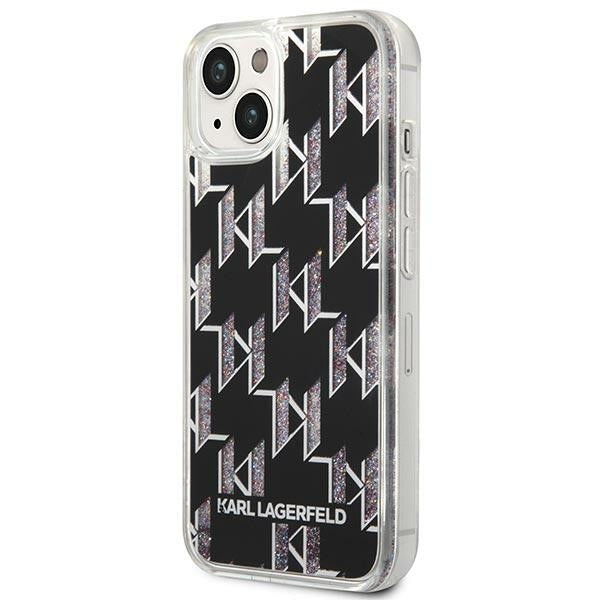 Custodia per Apple iPhone 14 Plus, Karl Lagerfeld, Liquid Glitter Monogram, Nera