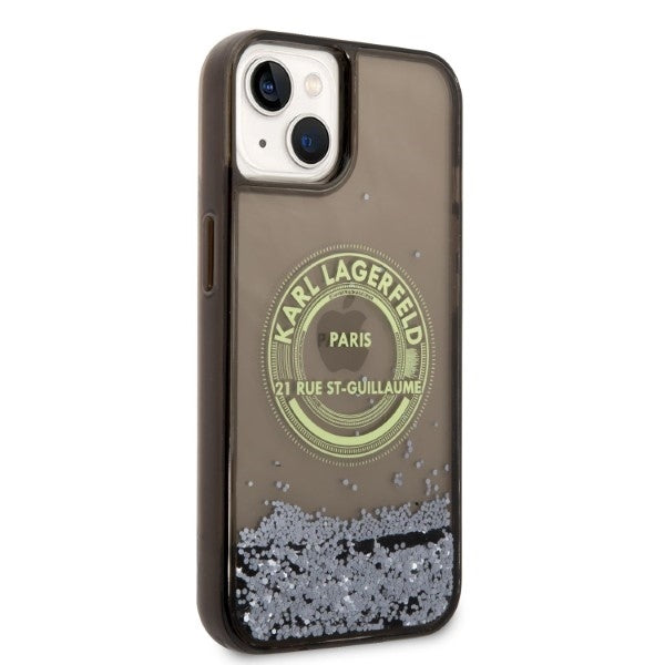 Custodia per Apple iPhone 14 Plus, Karl Lagerfeld, Liquid Glitter RSG, Nera