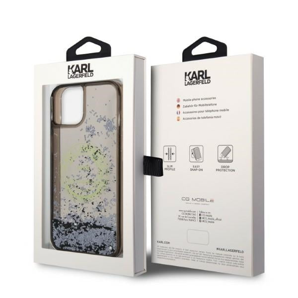 Custodia per Apple iPhone 14 Plus, Karl Lagerfeld, Liquid Glitter RSG, Nera