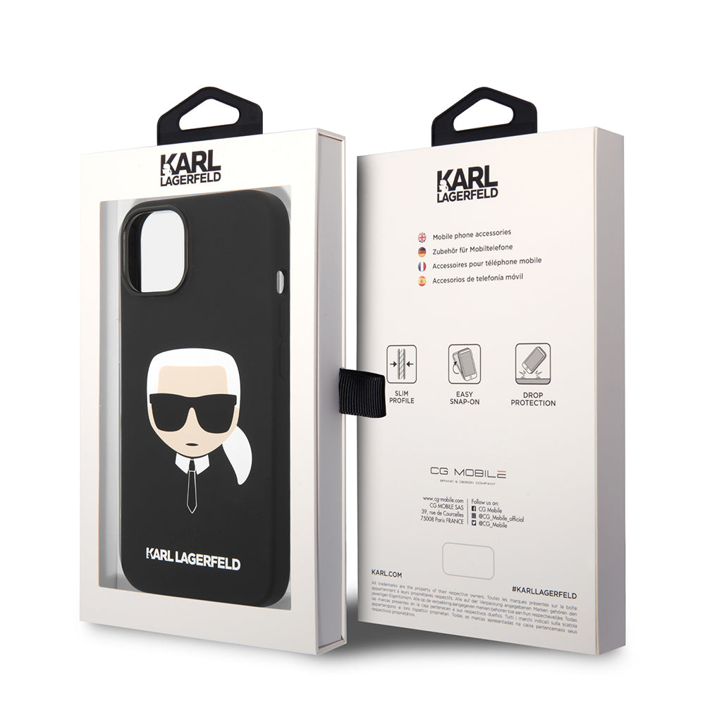 Case for Apple iPhone 14 Plus, Karl Lagerfeld, Silicone Karl's Head, Black