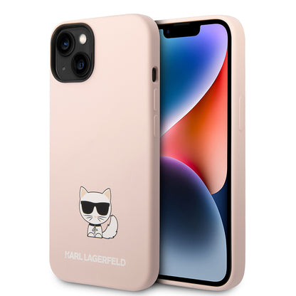 Custodia per Apple iPhone 14 Plus, Karl Lagerfeld, Silicone Body Choupette, Rosa