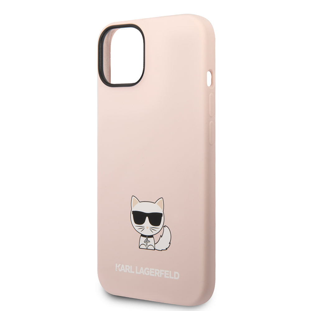 Custodia per Apple iPhone 14 Plus, Karl Lagerfeld, Silicone Body Choupette, Rosa