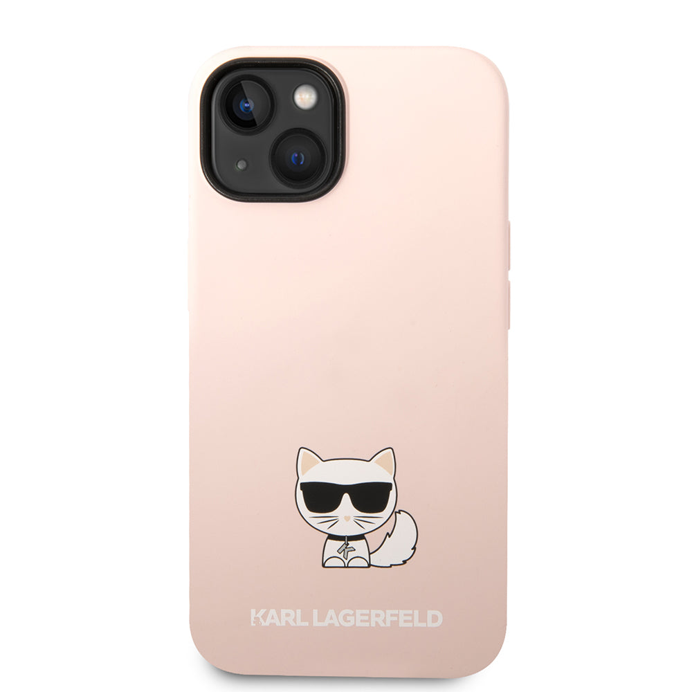 Custodia per Apple iPhone 14 Plus, Karl Lagerfeld, Silicone Body Choupette, Rosa