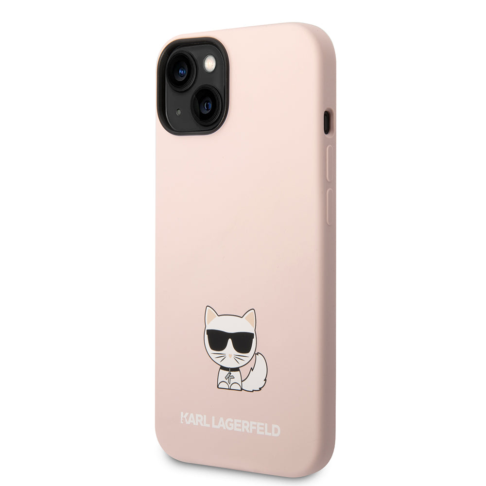 Custodia per Apple iPhone 14 Plus, Karl Lagerfeld, Silicone Body Choupette, Rosa