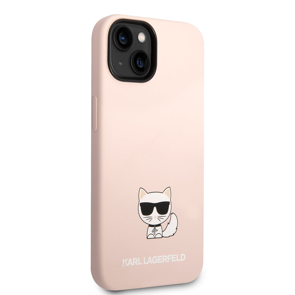 Custodia per Apple iPhone 14 Plus, Karl Lagerfeld, Silicone Body Choupette, Rosa