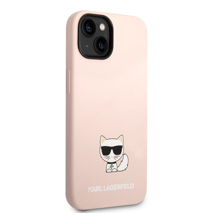 Custodia per Apple iPhone 14 Plus, Karl Lagerfeld, Silicone Body Choupette, Rosa
