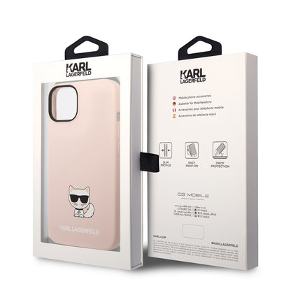 Custodia per Apple iPhone 14 Plus, Karl Lagerfeld, Silicone Body Choupette, Rosa