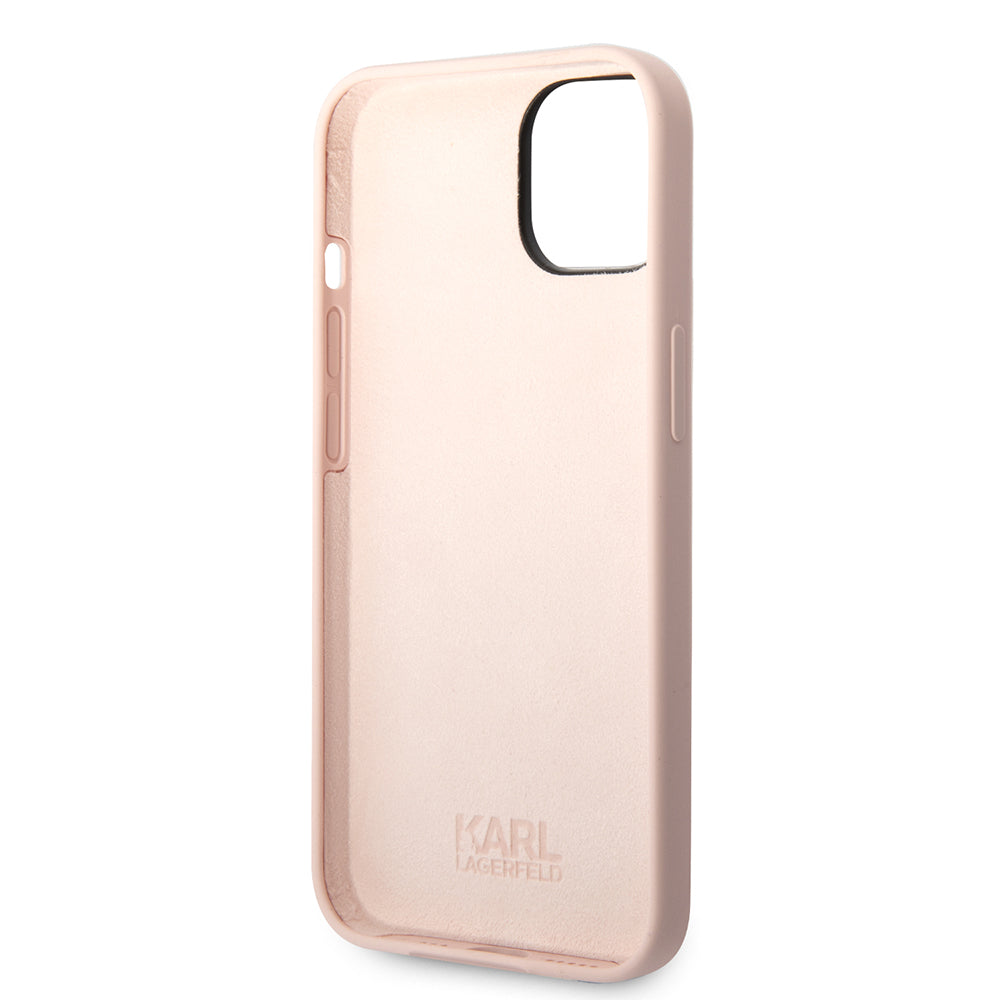 Custodia per Apple iPhone 14 Plus, Karl Lagerfeld, Silicone Karl's Head, Rosa