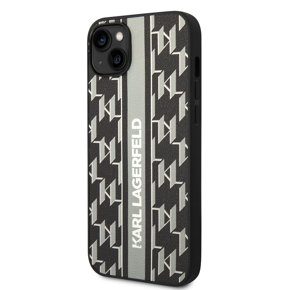 Custodia per Apple iPhone 14 Plus, Karl Lagerfeld, Monogram Stripe, Grigio