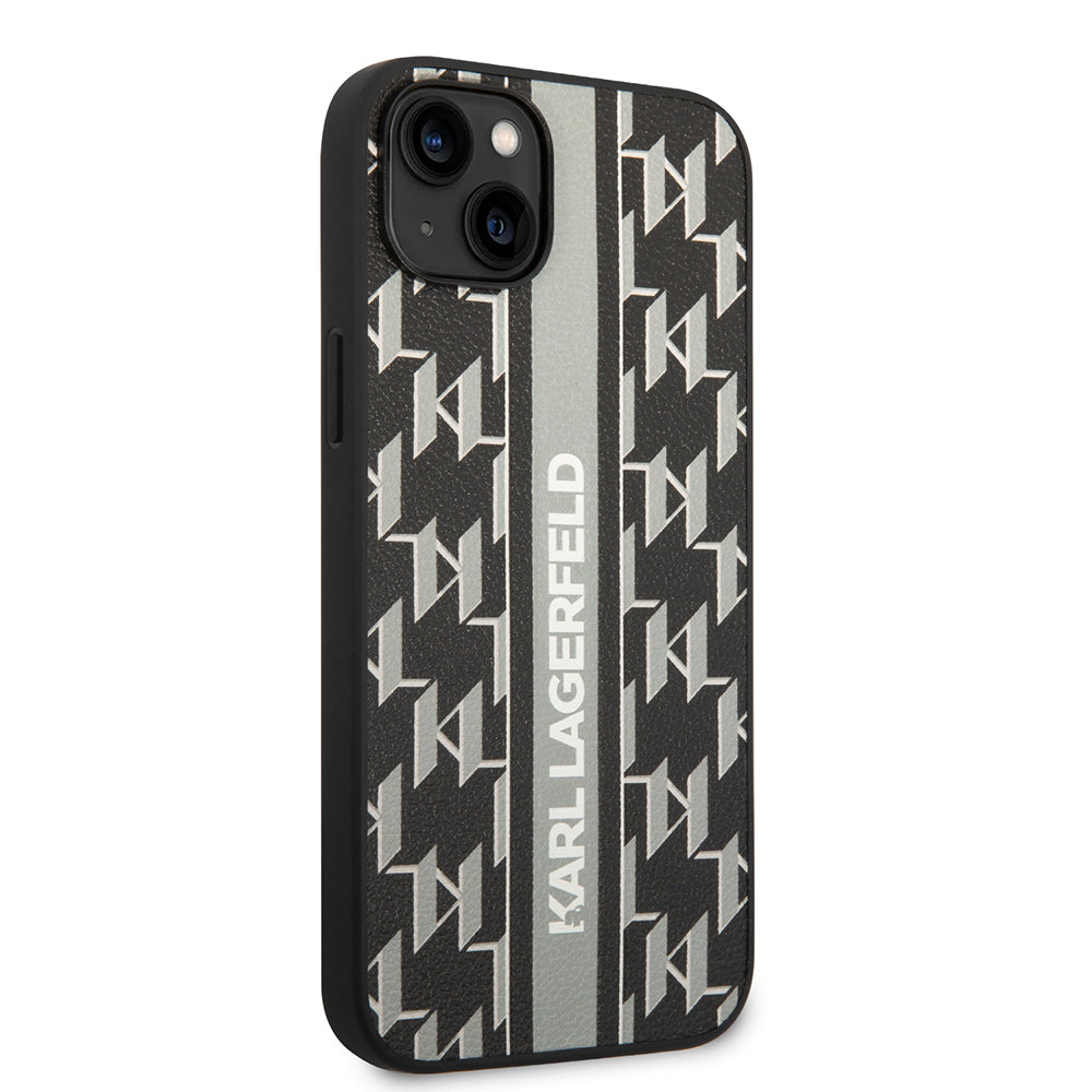 Custodia per Apple iPhone 14 Plus, Karl Lagerfeld, Monogram Stripe, Grigio