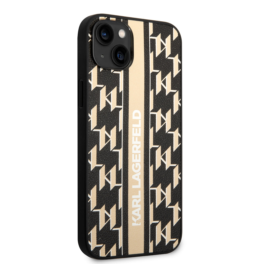 Custodia per Apple iPhone 14 Plus, Karl Lagerfeld, Monogram Stripe, Marrone