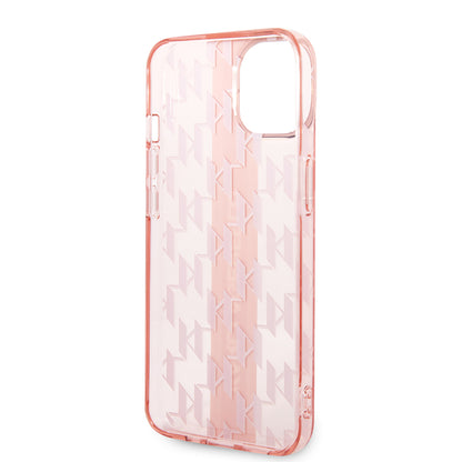 Custodia per Apple iPhone 14 Plus, Karl Lagerfeld, Monogram Stripe, Rosa