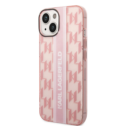 Custodia per Apple iPhone 14 Plus, Karl Lagerfeld, Monogram Stripe, Rosa