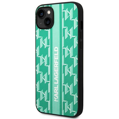 Custodia per Apple iPhone 14 Plus, Karl Lagerfeld, Monogram Stripe, Verde