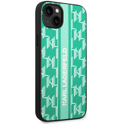 Custodia per Apple iPhone 14 Plus, Karl Lagerfeld, Monogram Stripe, Verde