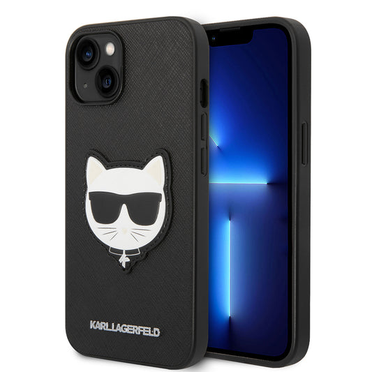 Custodia per Apple iPhone 14 Plus, Karl Lagerfeld, Saffiano Choupette's Head, Nera