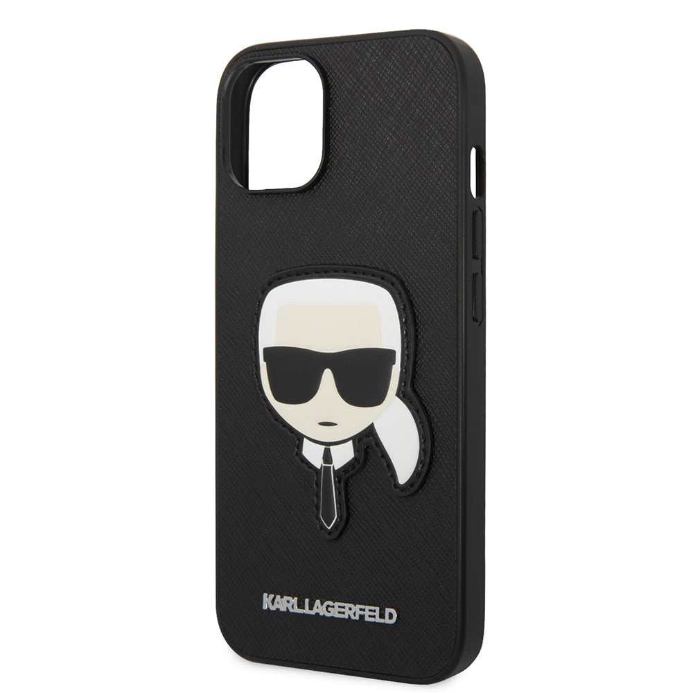 Custodia per Apple iPhone 14 Plus, Karl Lagerfeld, Saffiano Karl's Head, Nera