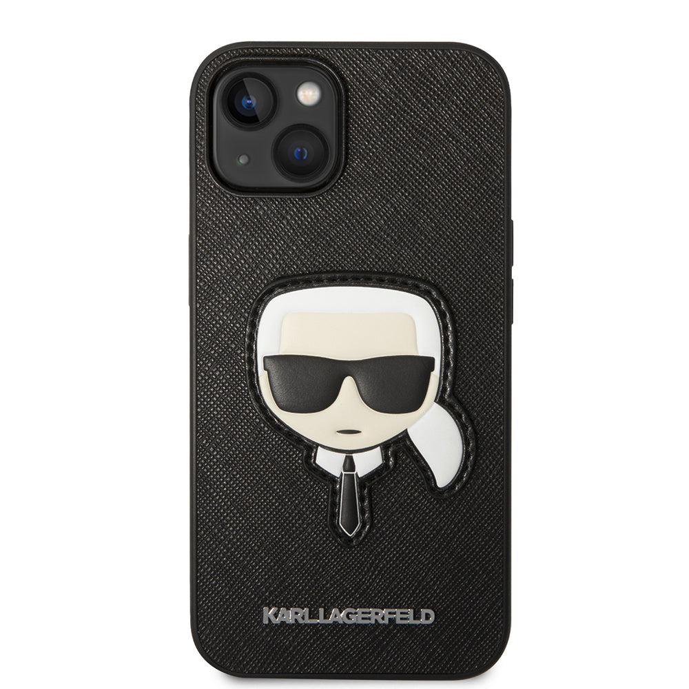 Custodia per Apple iPhone 14 Plus, Karl Lagerfeld, Saffiano Karl's Head, Nera