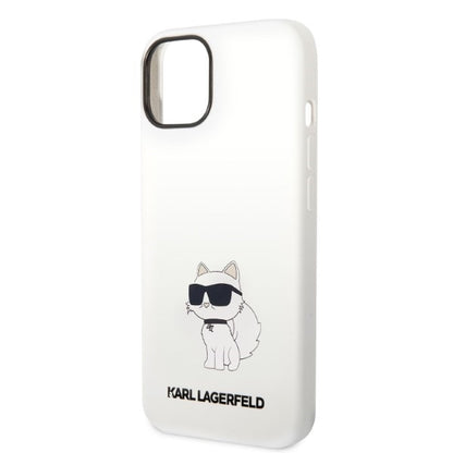 Custodia per Apple iPhone 14 Plus, Karl Lagerfeld, Silicone Choupette, Bianca