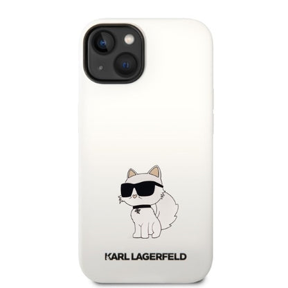 Custodia per Apple iPhone 14 Plus, Karl Lagerfeld, Silicone Choupette, Bianca