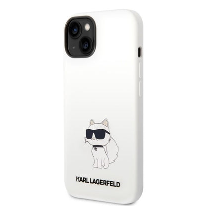 Custodia per Apple iPhone 14 Plus, Karl Lagerfeld, Silicone Choupette, Bianca
